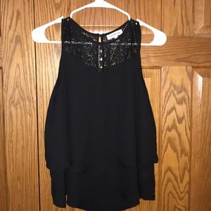 Edgy black lace tank top